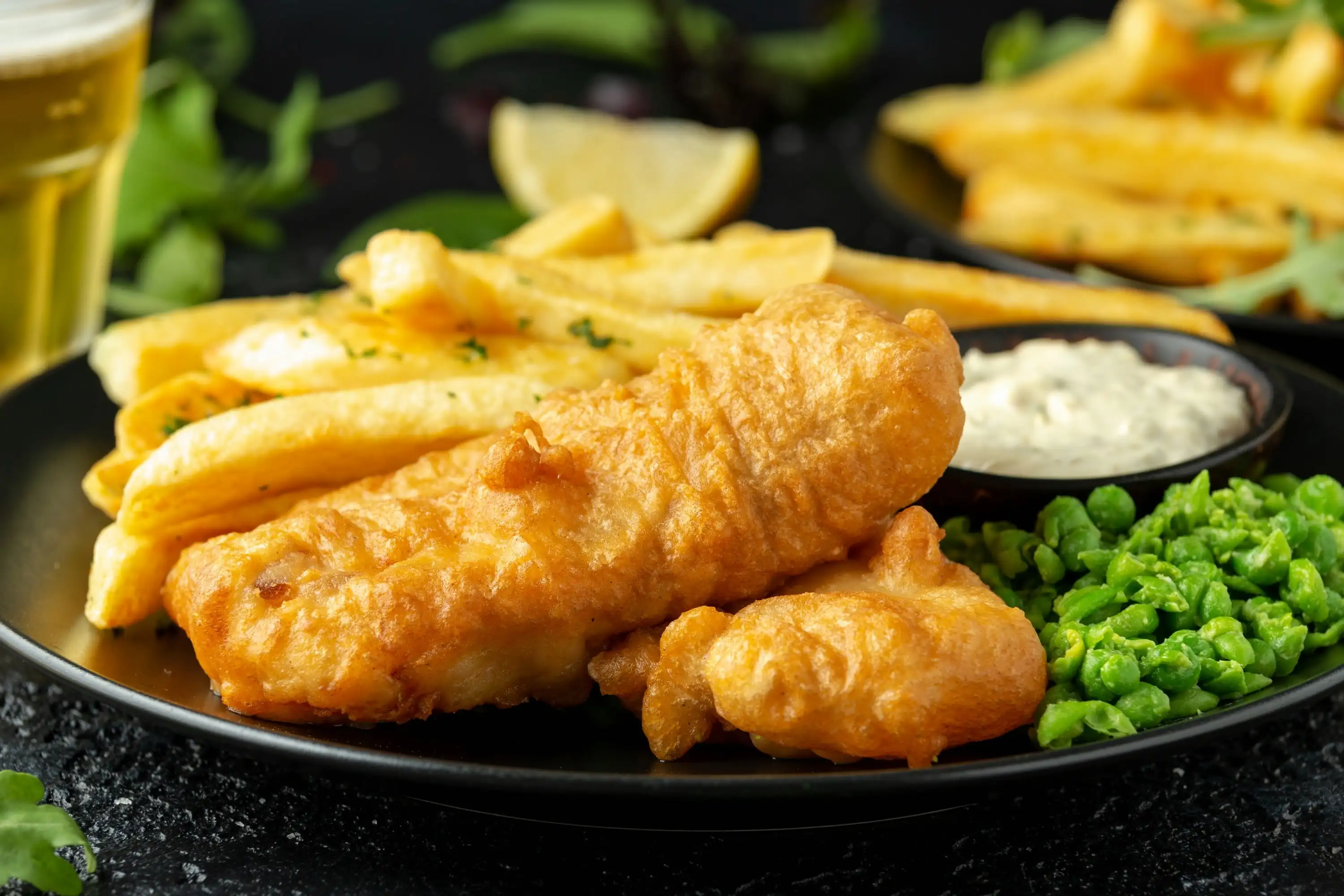 Fish and chips alla Guinness