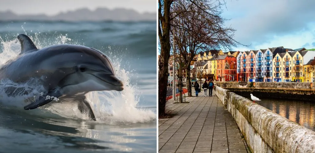 Delfini sorpresi a nuotare nel cuore di Cork sul fiume Lee!