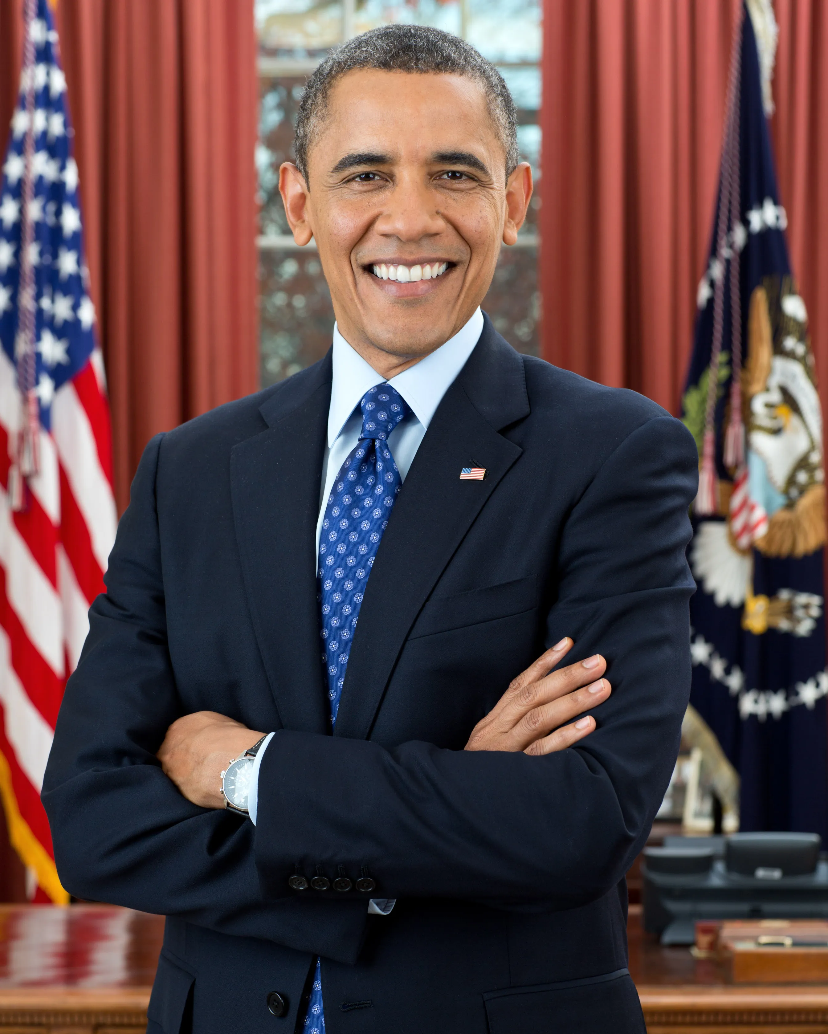 Portrait officiel de Barack Obama dans le Bureau ovale, photographié par Pete Souza en décembre 2012